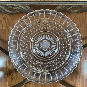 Vintage Federal Glass Footed Cake Plate in Daisy Bubble